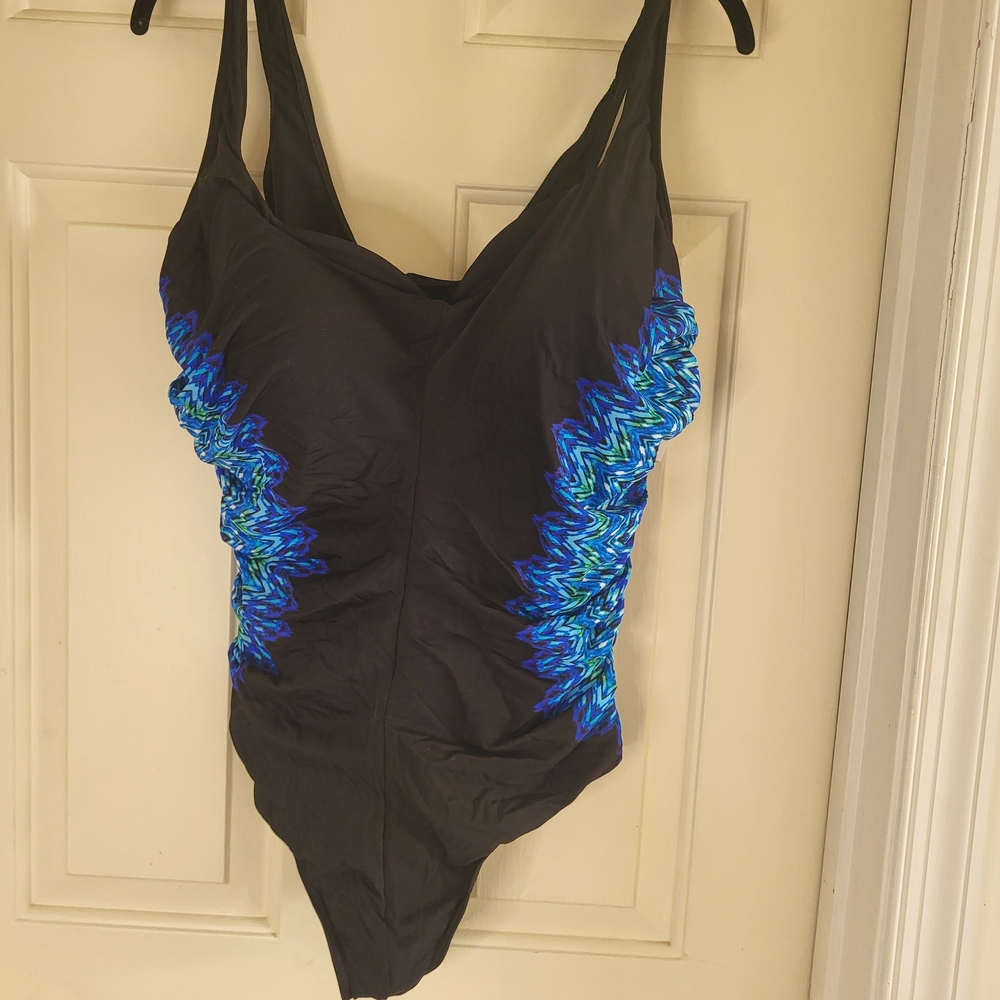 Miraclesuit Black and Blue One Piece Swimsuit